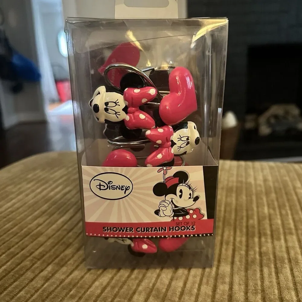 Disney Minnie Mouse And Hearts Shower Curtain Hooks Set Of 12